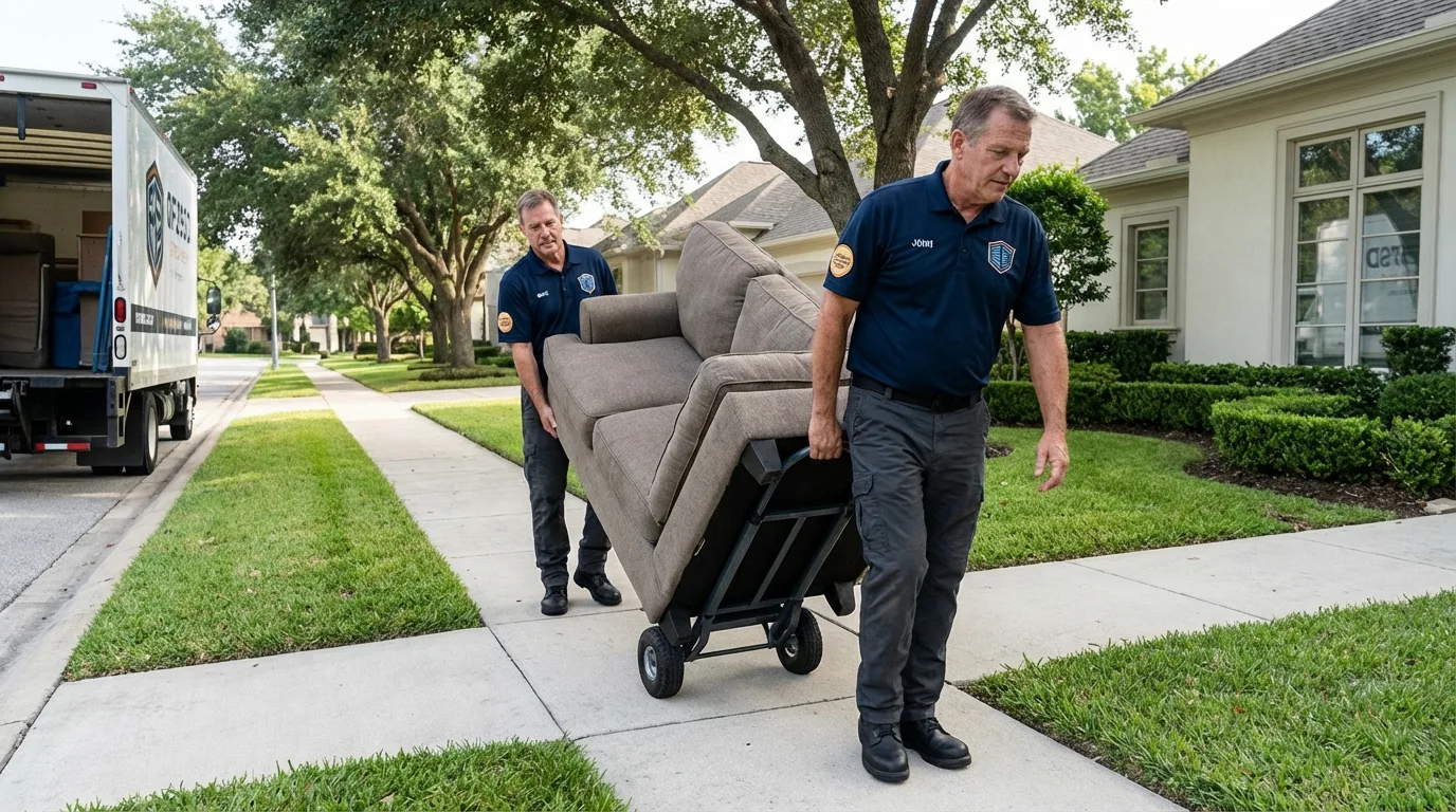 Local residential moving crew loading furniture in West Paris, ME
